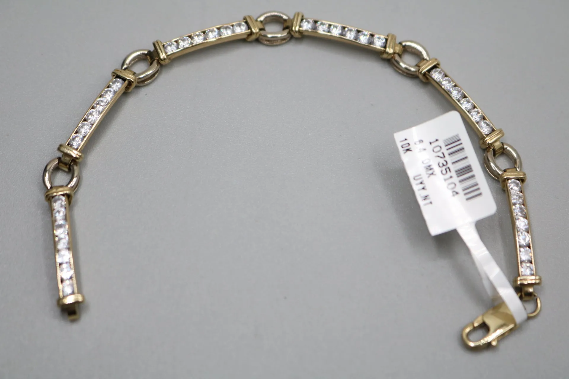 10k Two Tone Fancy Tennis Bracelet (Length 7 1/2 Inches)