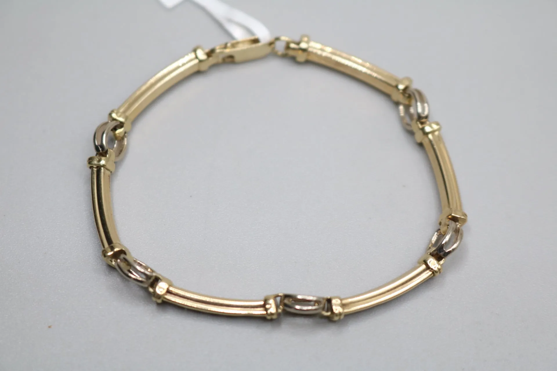 10k Two Tone Fancy Tennis Bracelet (Length 7 1/2 Inches)