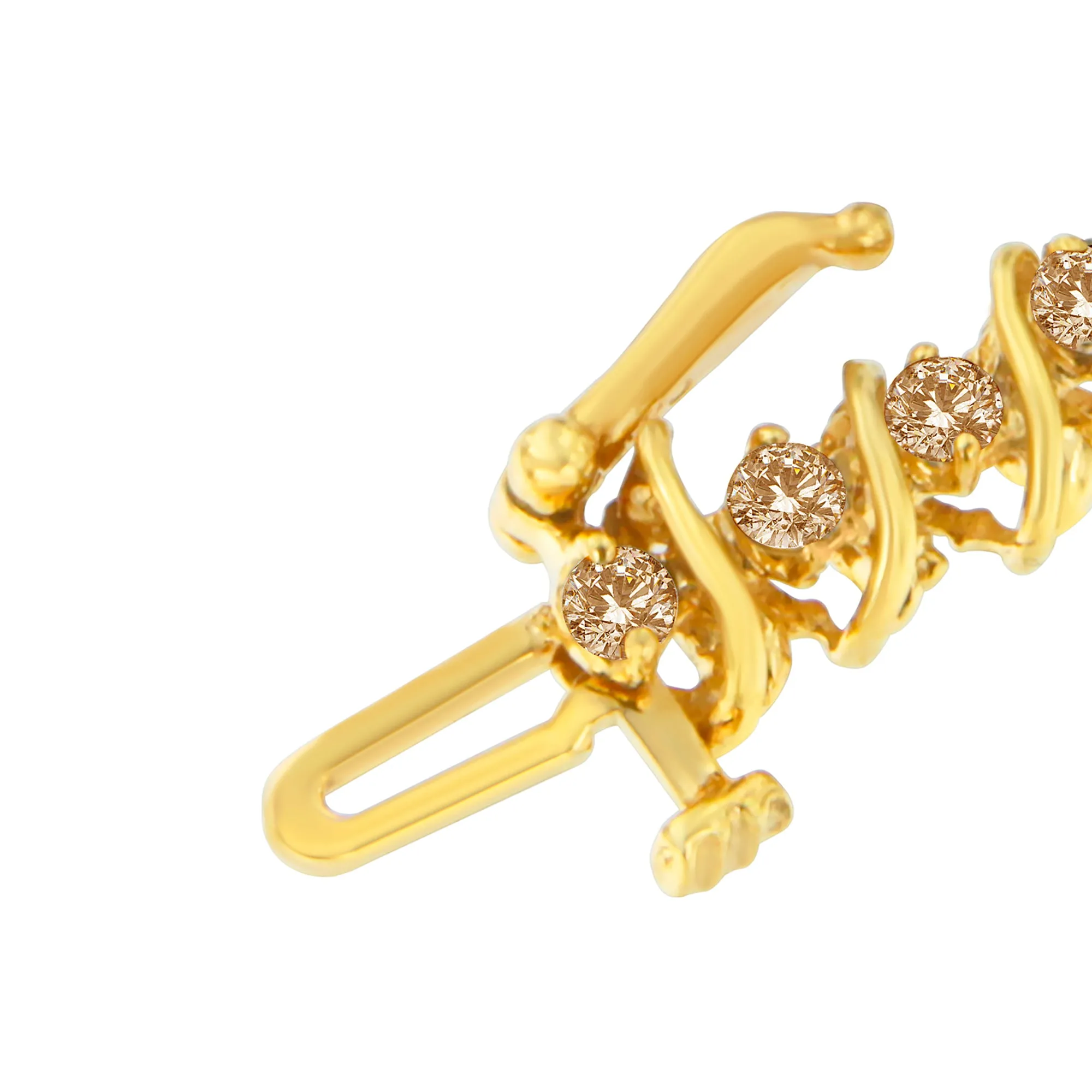 10K Yellow Gold-Plated Sterling Silver Diamond Tennis Bracelet