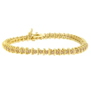 10K Yellow Gold-Plated Sterling Silver Diamond Tennis Bracelet