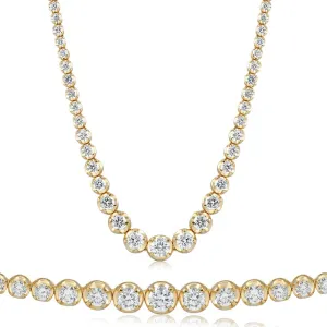 11 1/2Ct Graduated Diamond Tennis Necklace 18k Yellow Gold Lab Grown