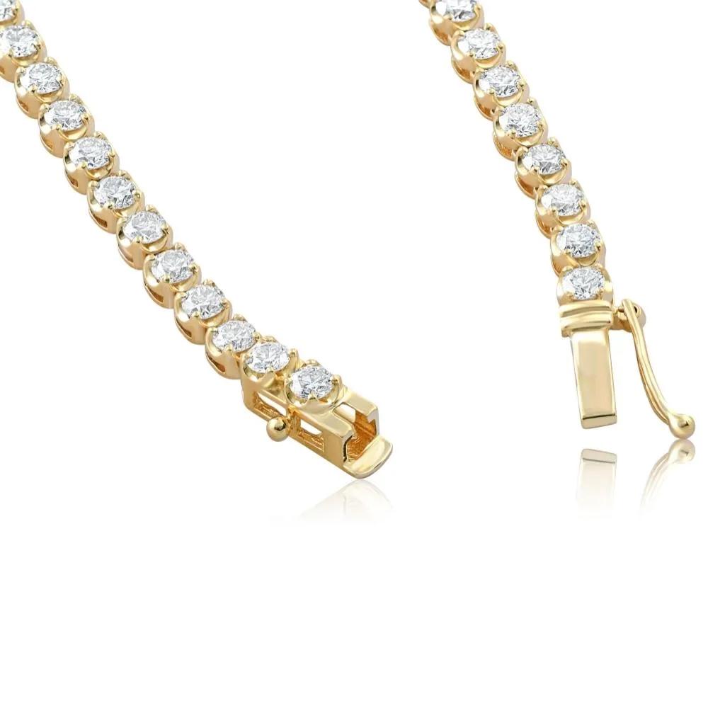 11 1/2Ct Graduated Diamond Tennis Necklace 18k Yellow Gold Lab Grown