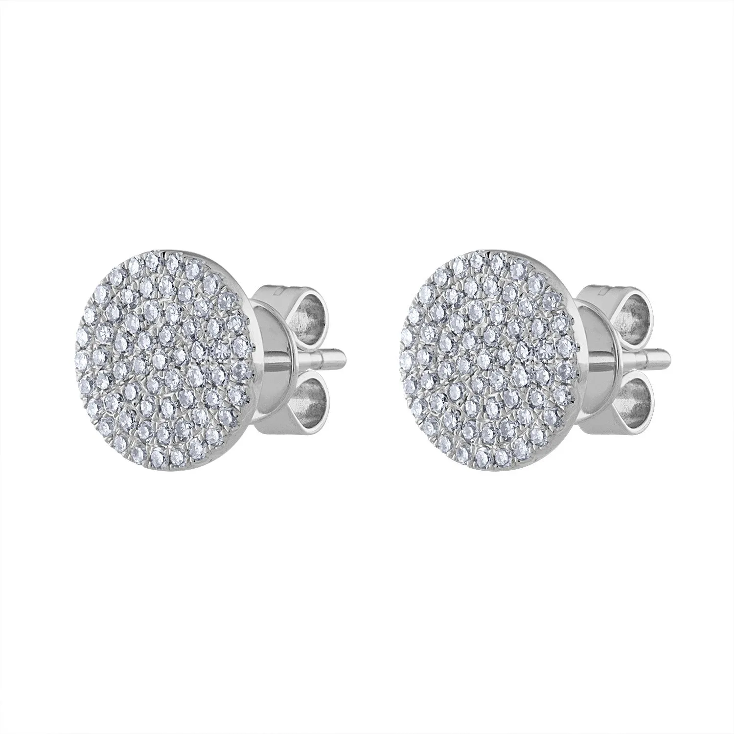 14KT GOLD PAVE DIAMOND MEDIUM DISK EARRING