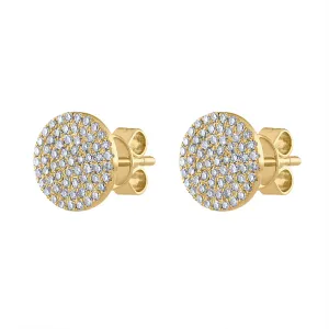 14KT GOLD PAVE DIAMOND MEDIUM DISK EARRING