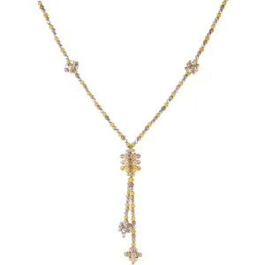 22K Multi-Tone Gold Beaded Chain Necklace (22.8gm)