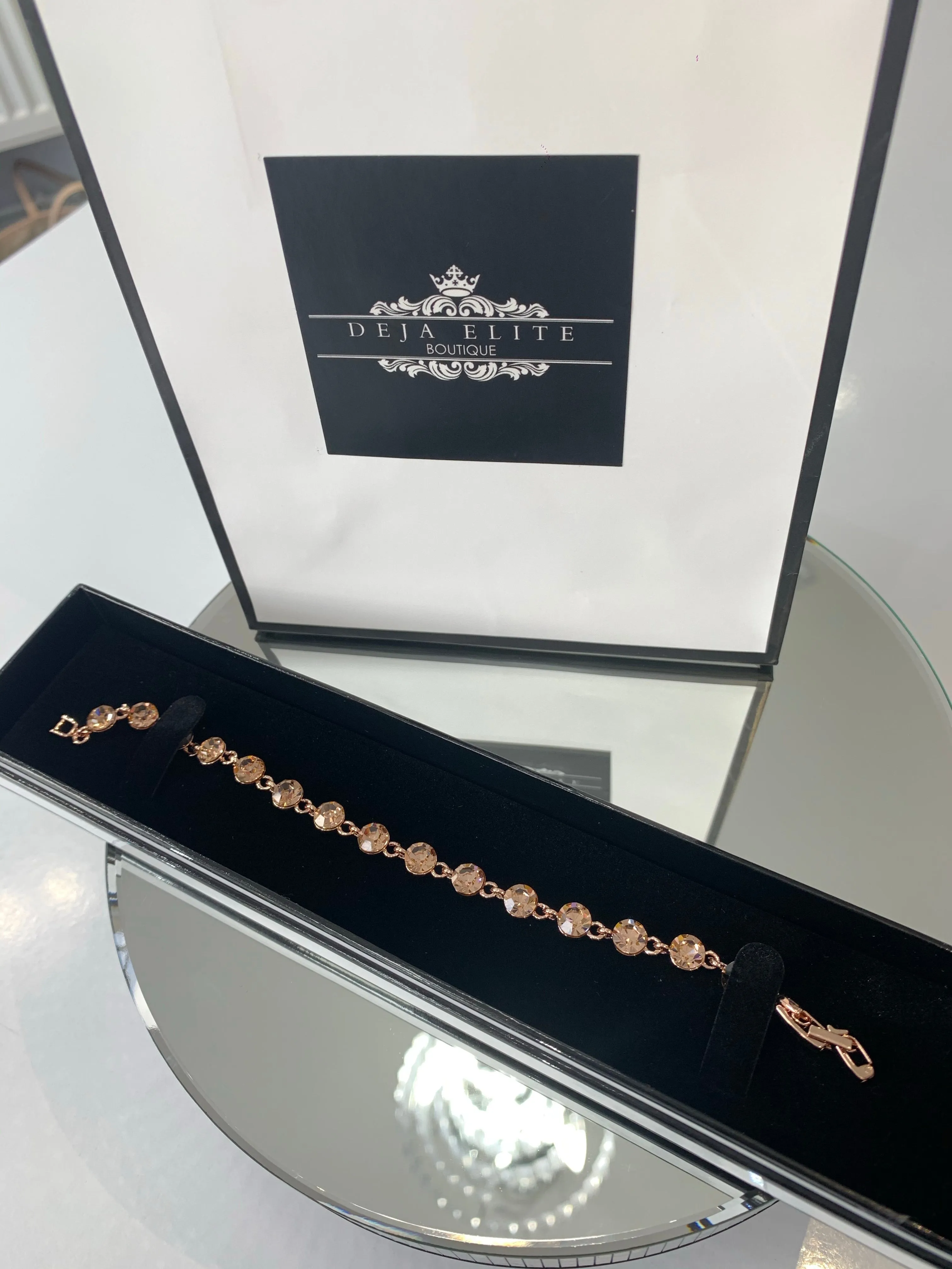5 mm Swarovski Rose gold Crystal elements tennis bracelet