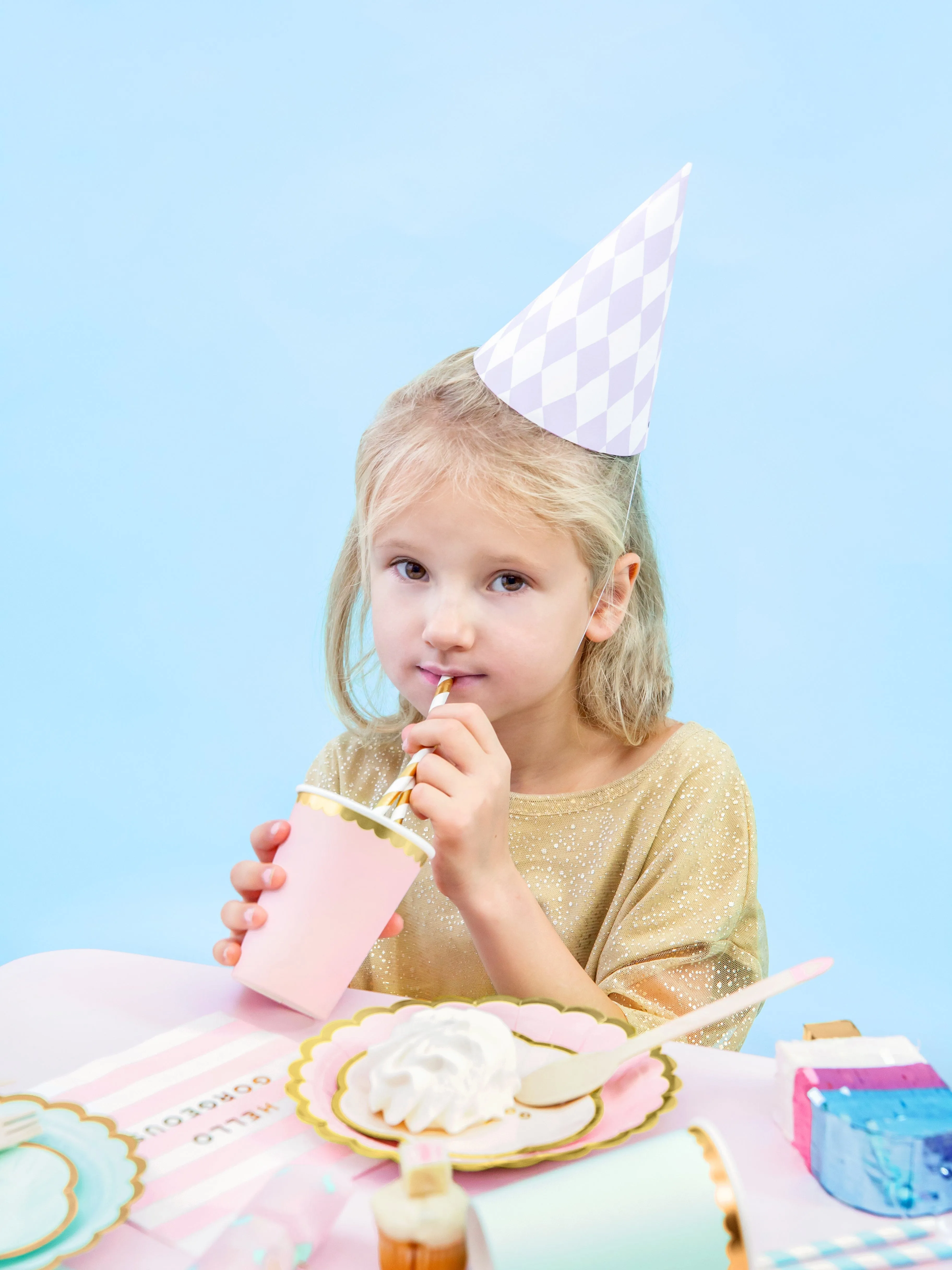 6 Party Hats - Pastel Diamonds