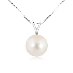 8mm Freshwater Cultured Pearl Solitaire V-Bale Pendant