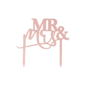 A Touch of Pampas Rose Gold Acrylic Mr and Mrs Cake Topper 15cm x 16cm Each