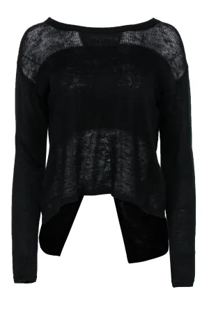 Alice & Olivia - Black Linen Sweater w/ Draped Open Back Sz M