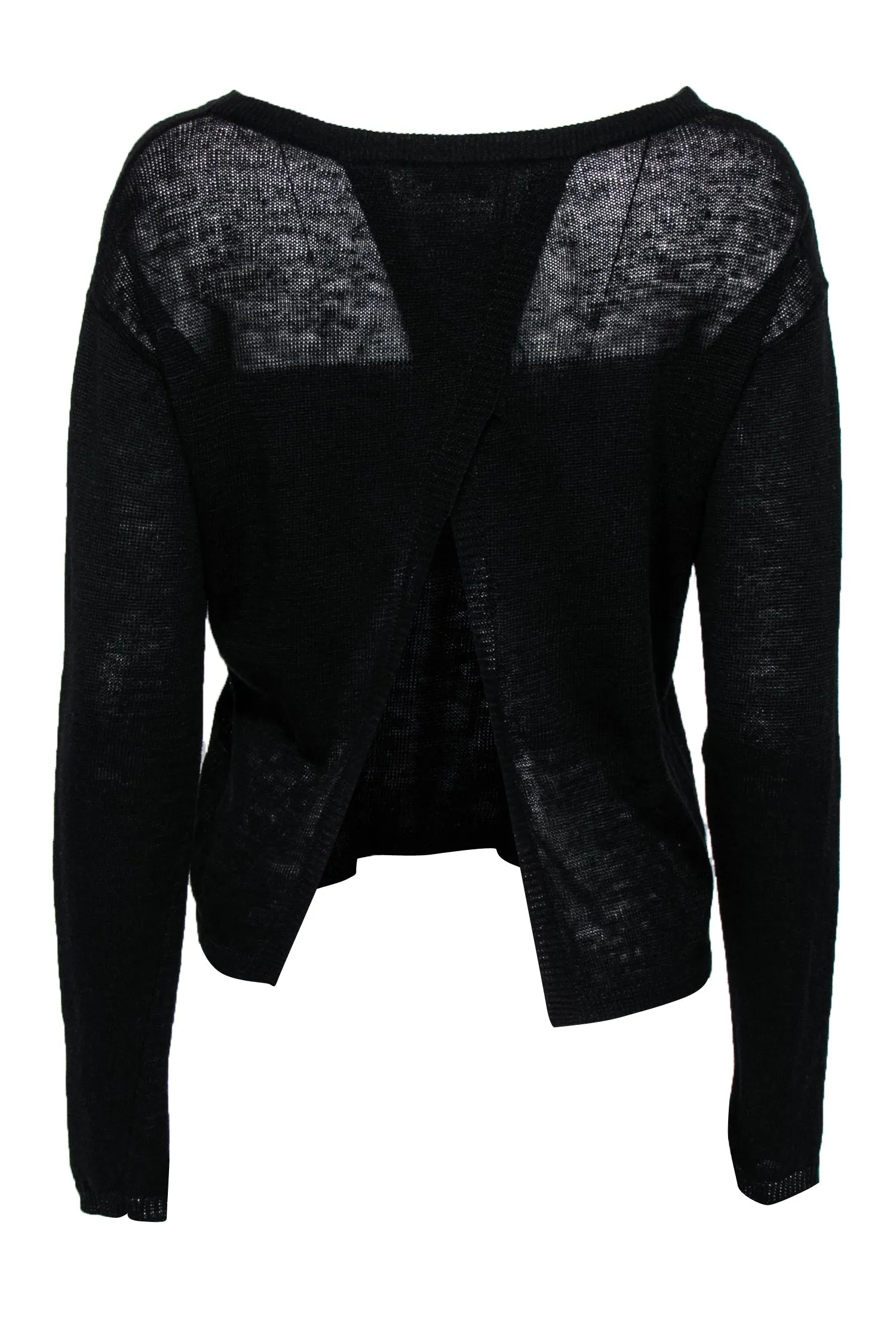 Alice & Olivia - Black Linen Sweater w/ Draped Open Back Sz M