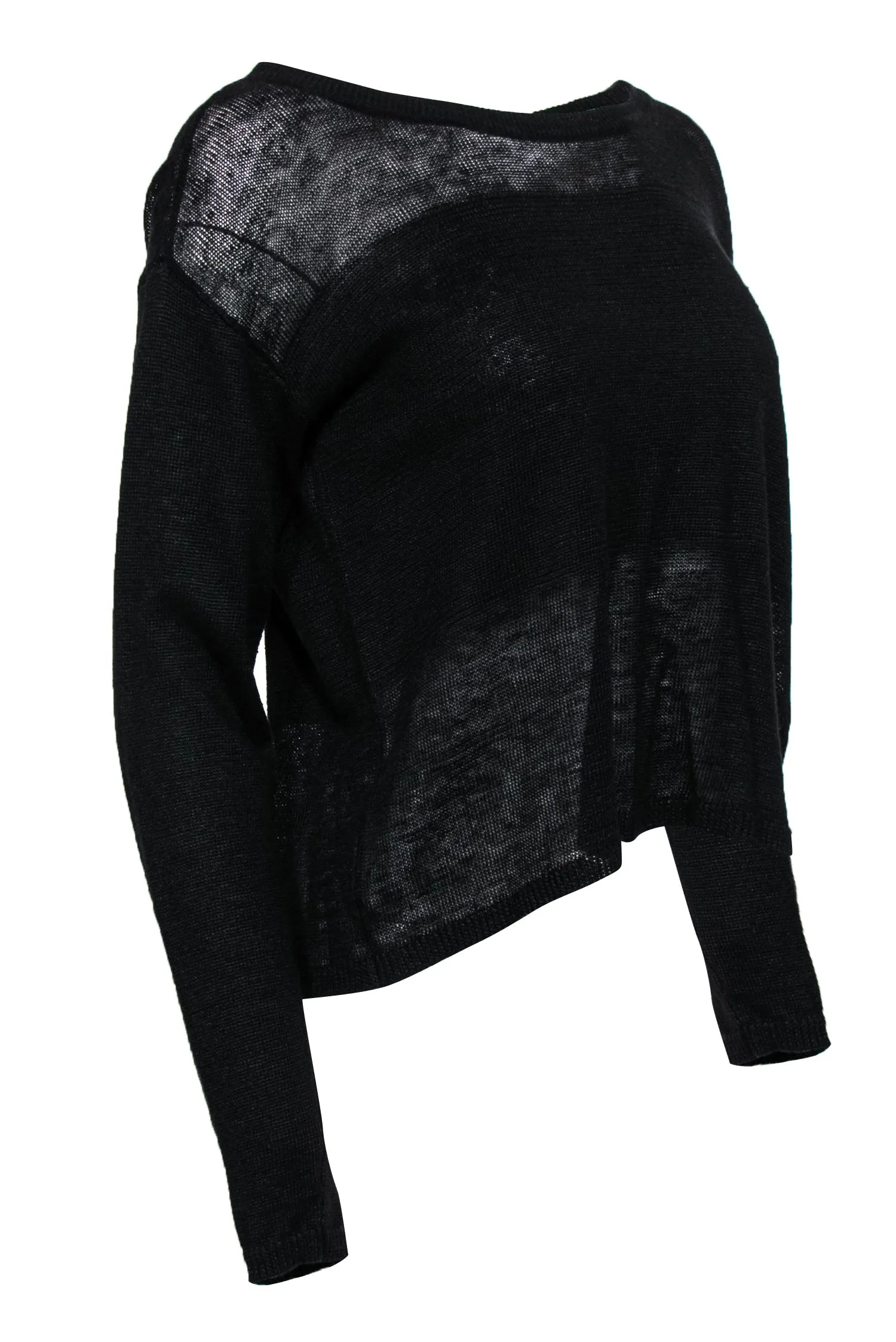 Alice & Olivia - Black Linen Sweater w/ Draped Open Back Sz M