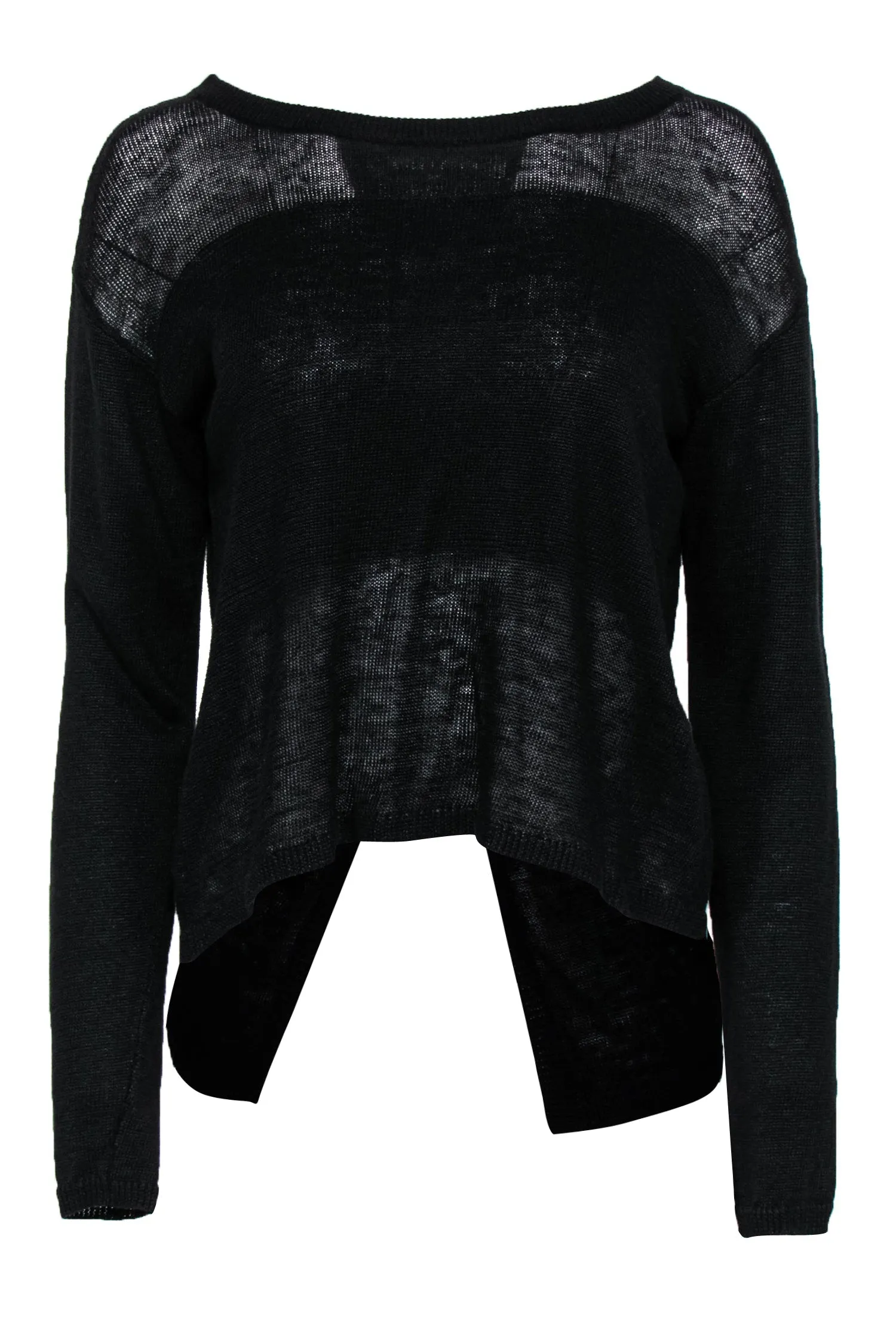 Alice & Olivia - Black Linen Sweater w/ Draped Open Back Sz M