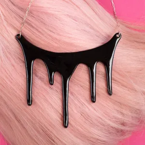 Black Statement Necklace - Drip