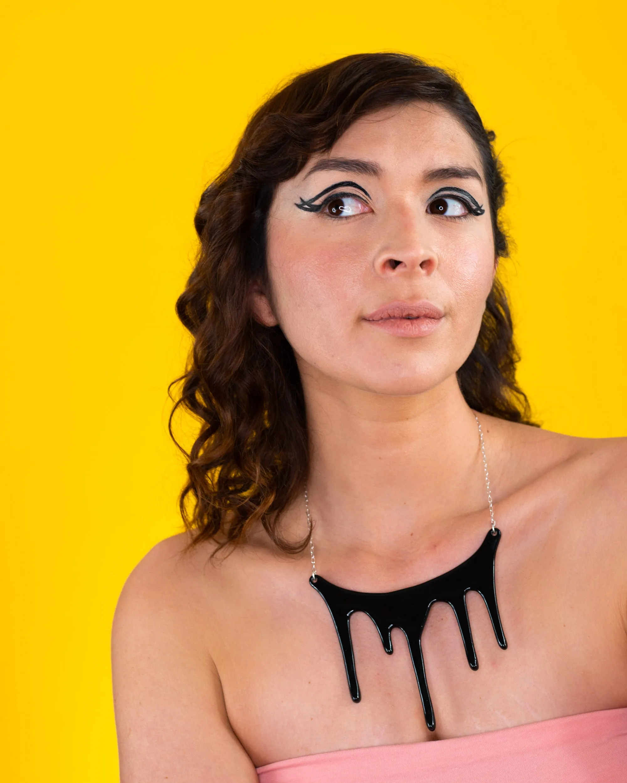Black Statement Necklace - Drip