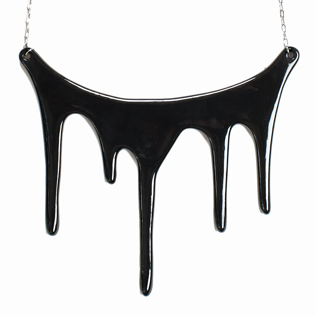 Black Statement Necklace - Drip