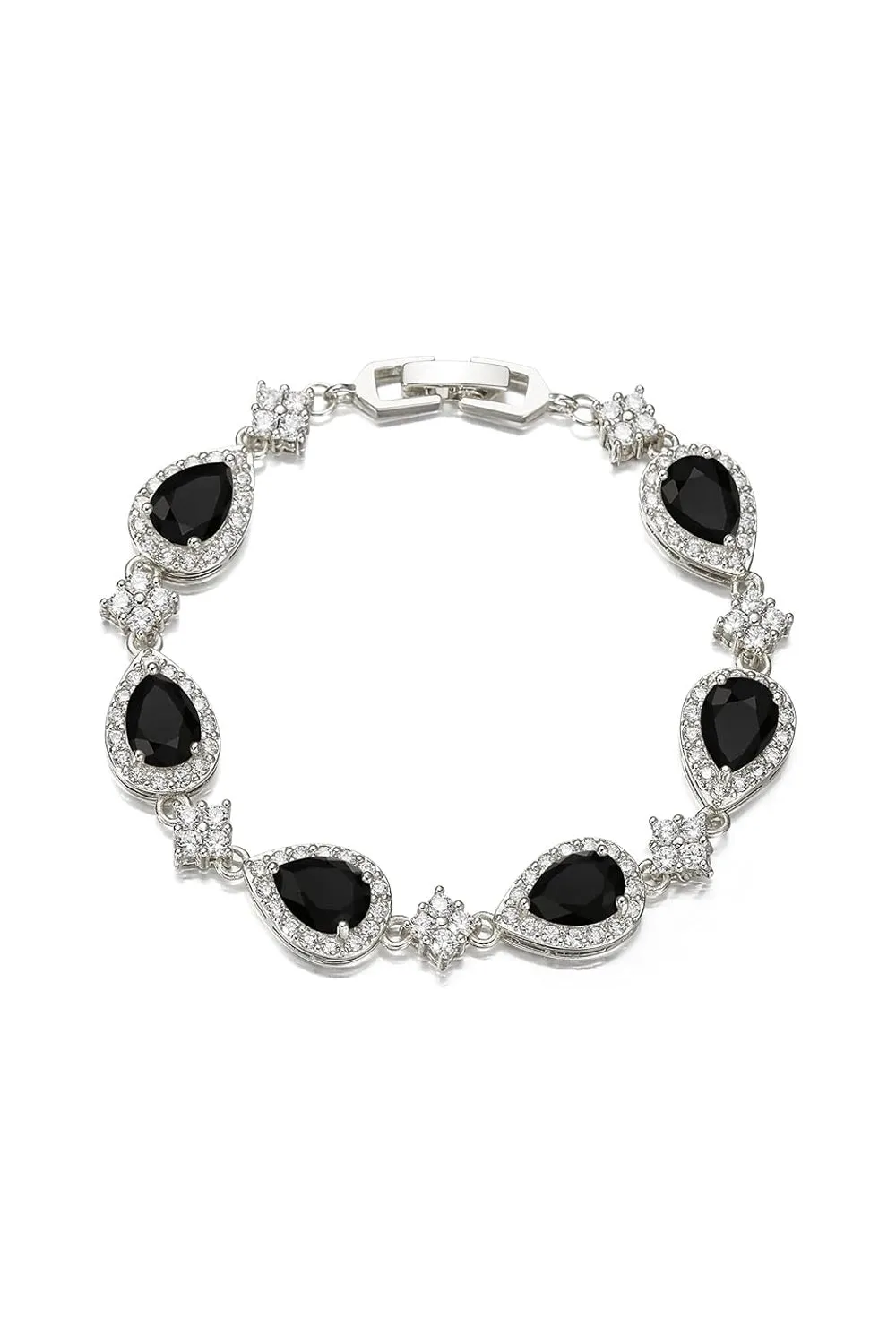 Black Zirconia Classic Teardrop Tennis Bracelets with Rhinestone