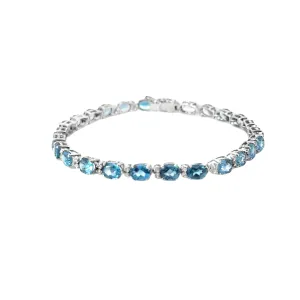 Blue Topaz & Diamond Tennis Bracelet