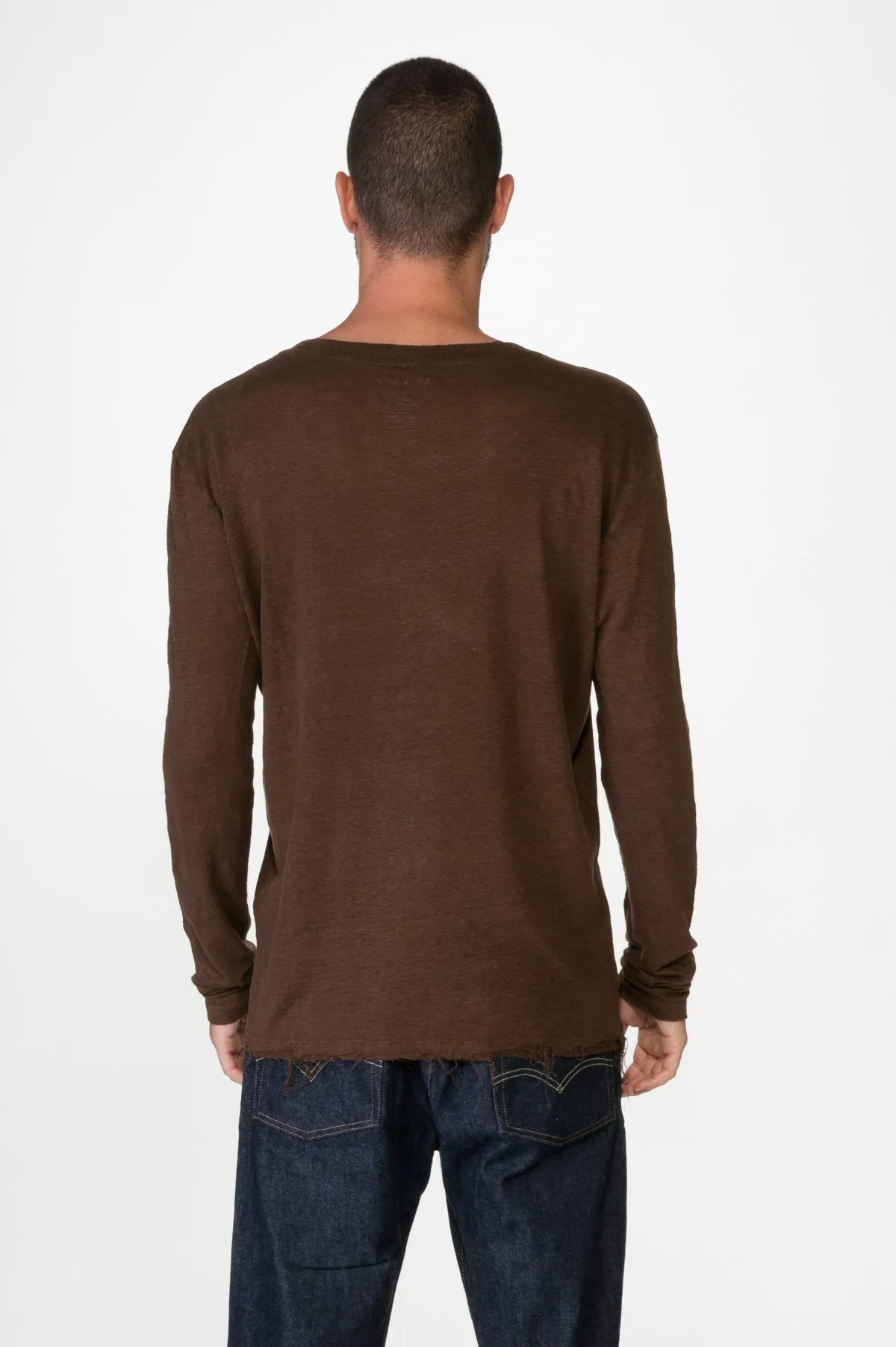 Brown Men's Linen Long Shirt