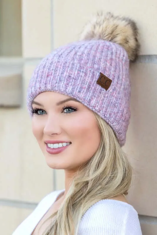 CC Cozy Marled Pom Beanie Hat