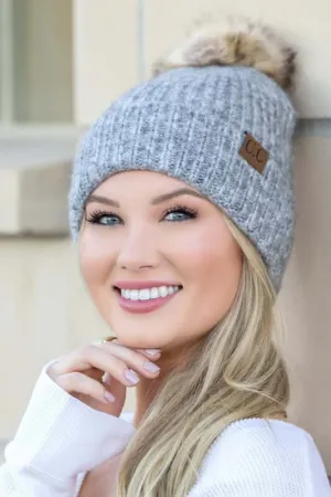 CC Cozy Marled Pom Beanie Hat