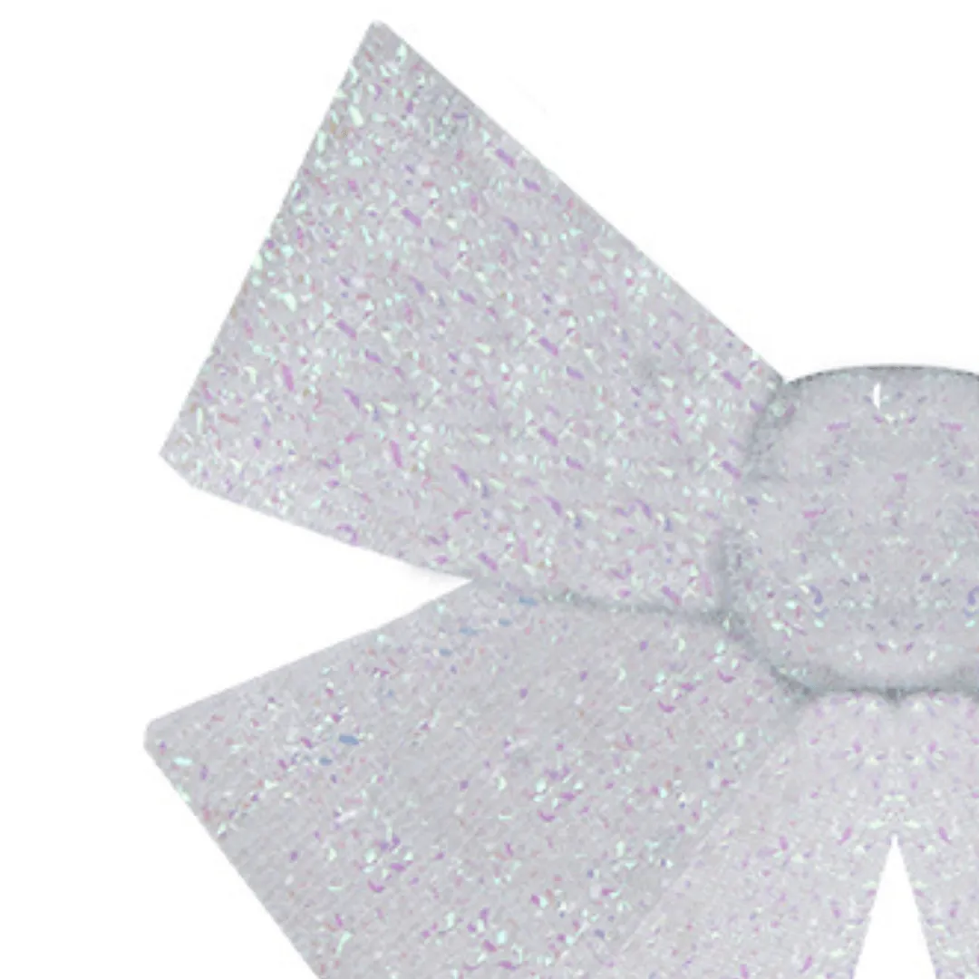 Christmas Tinsel Bow White Glitter 22cm