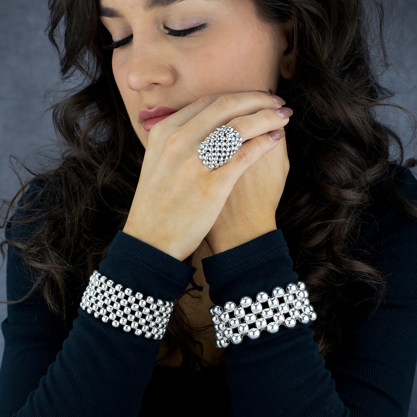 Chunky Sterling Silver 8mm Ball Stretch Bracelet