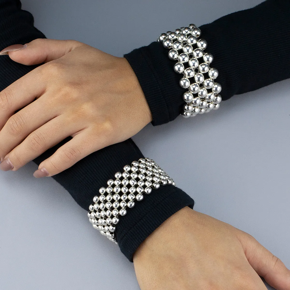 Chunky Sterling Silver 8mm Ball Stretch Bracelet