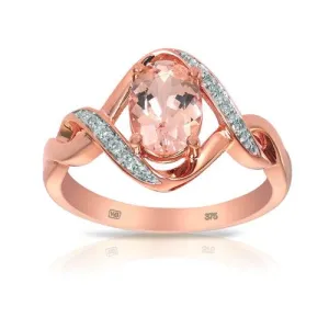 Claw & Grain Set Morganite Diamond Ring in 9ct Rose Gold
