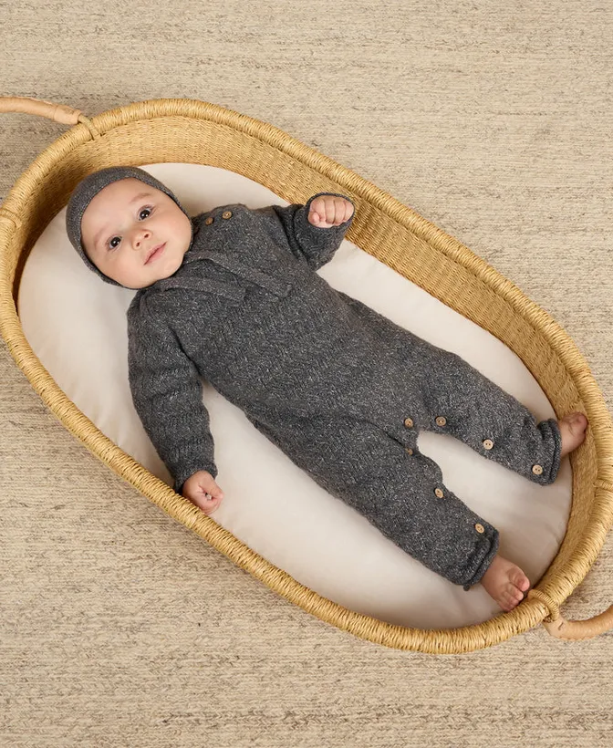 Cozy Heathered Knit Jumpsuit - Indigo