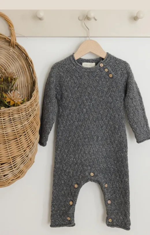 Cozy Heathered Knit Jumpsuit - Indigo