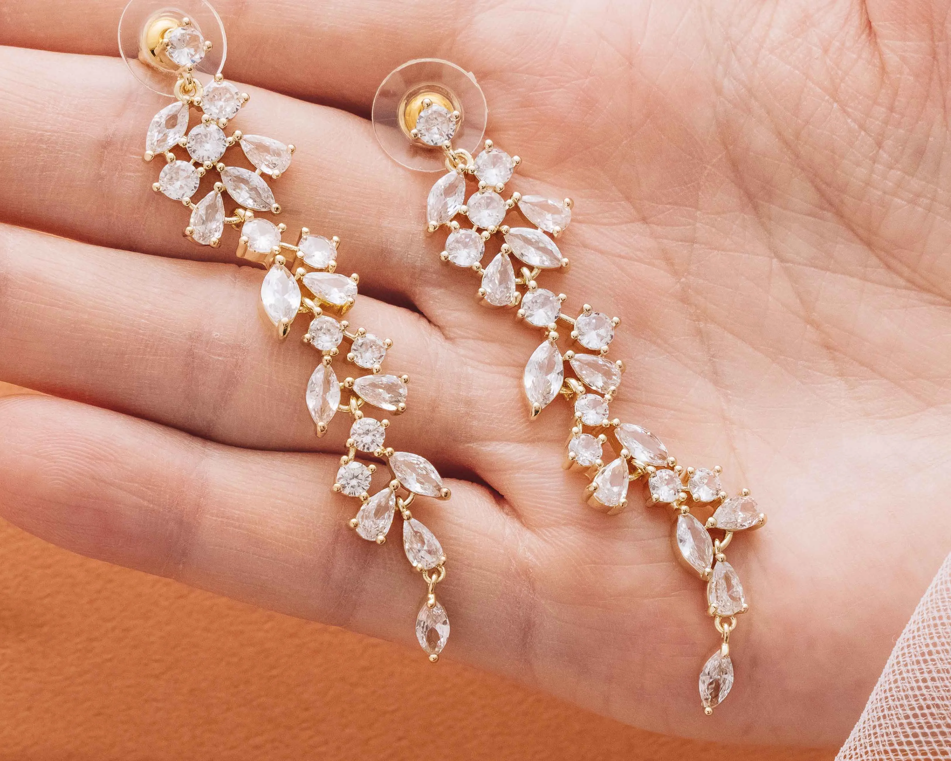 Crystal Dangle Wedding Earrings