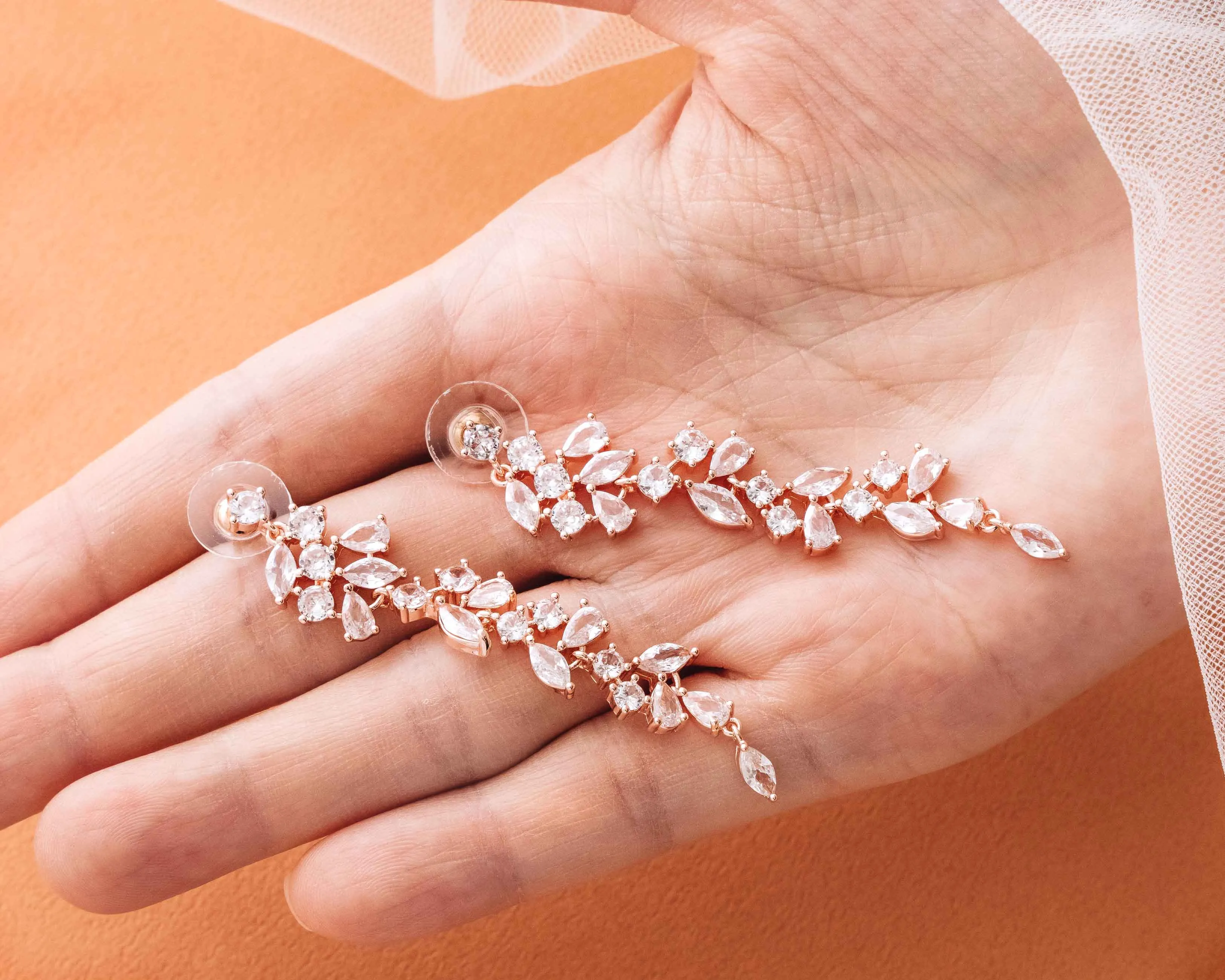 Crystal Dangle Wedding Earrings