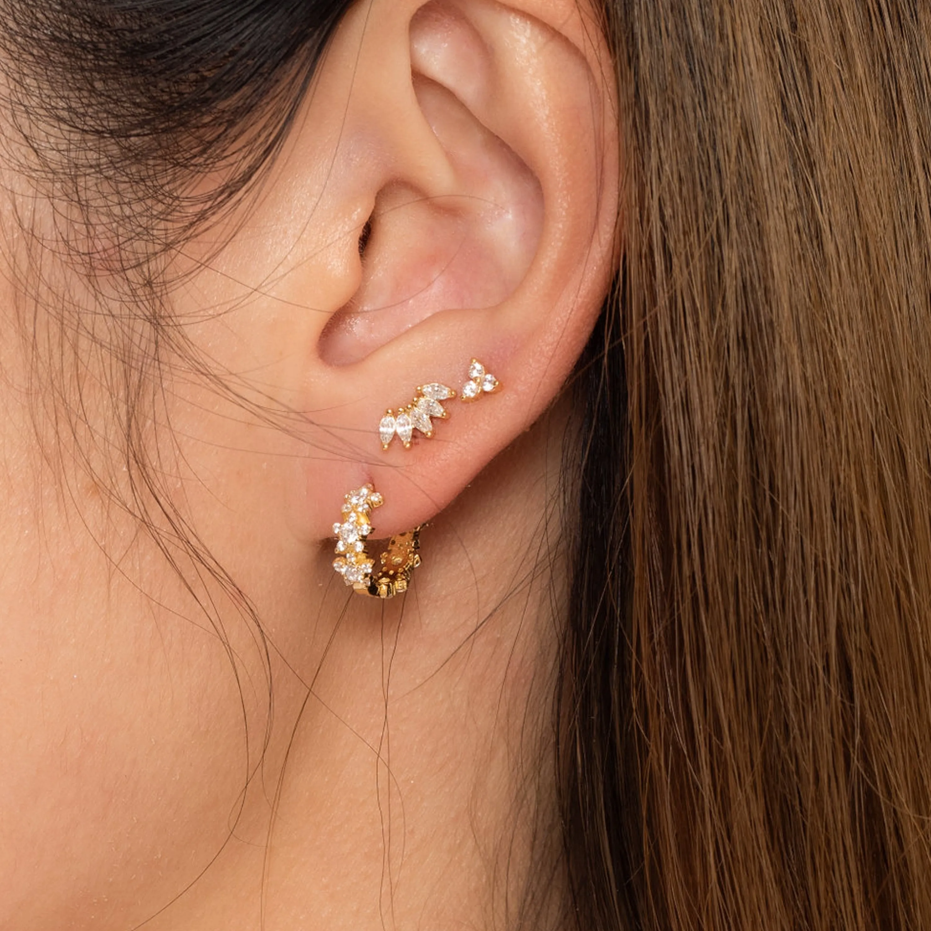 Crystal Trefoil Stud Earrings