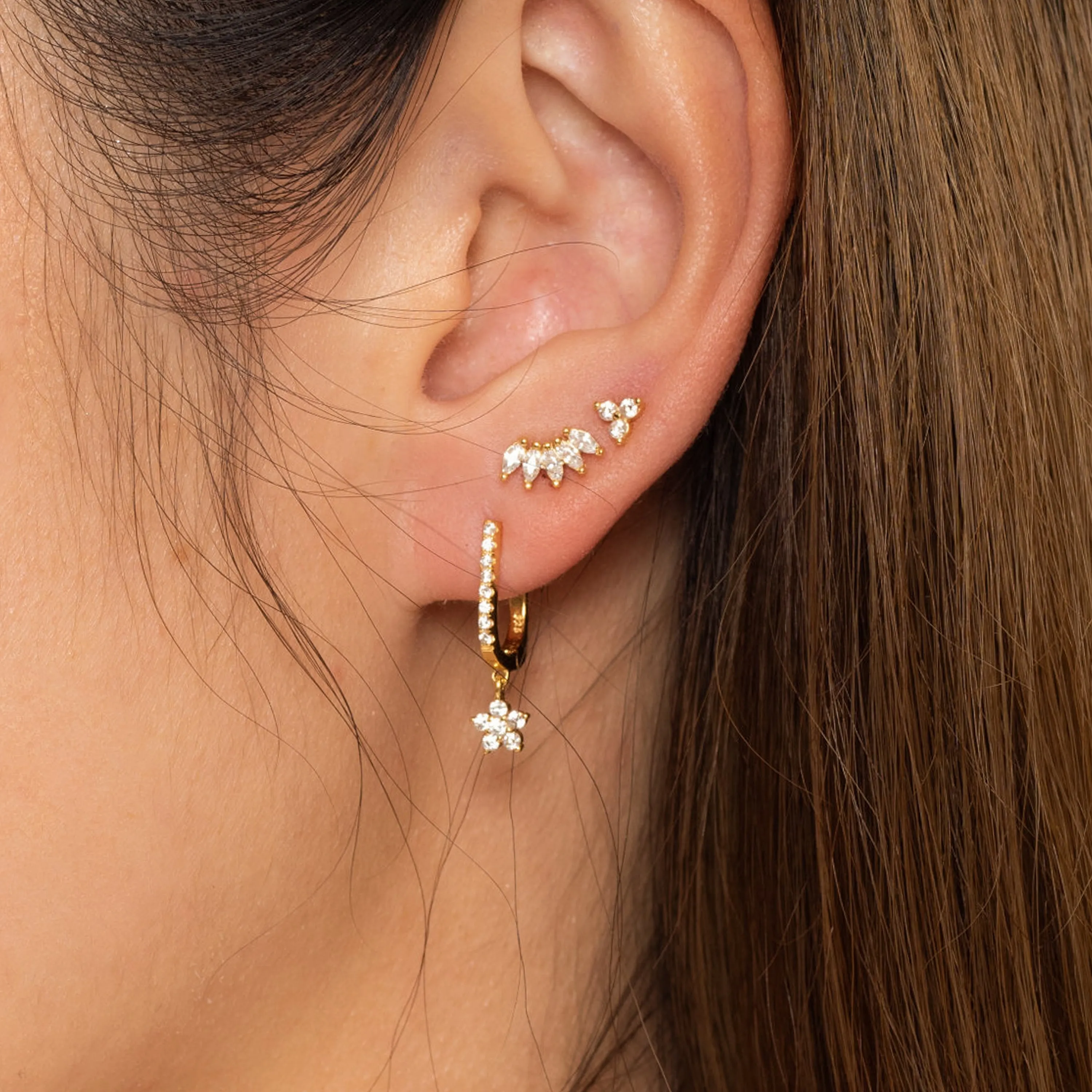 Crystal Trefoil Stud Earrings