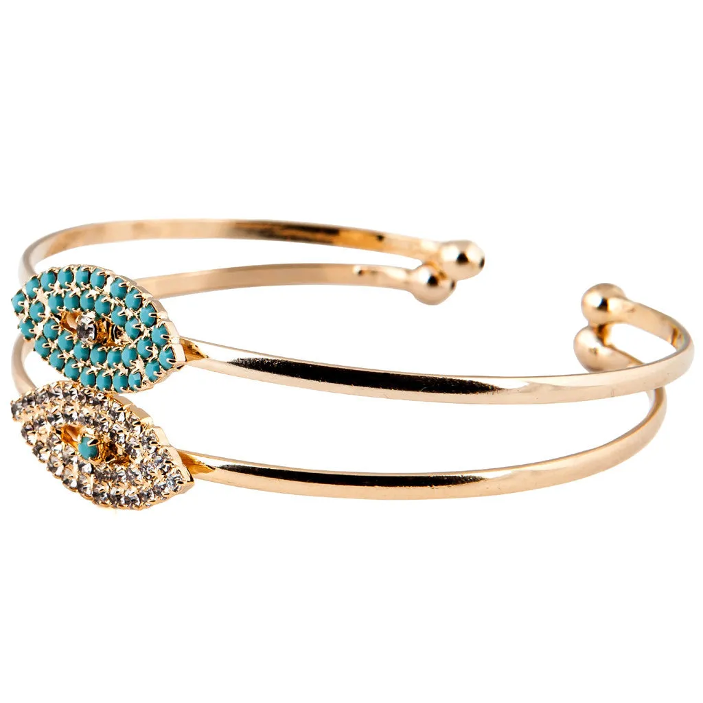 Diamante Evil Eye Charm Cuff Bracelet