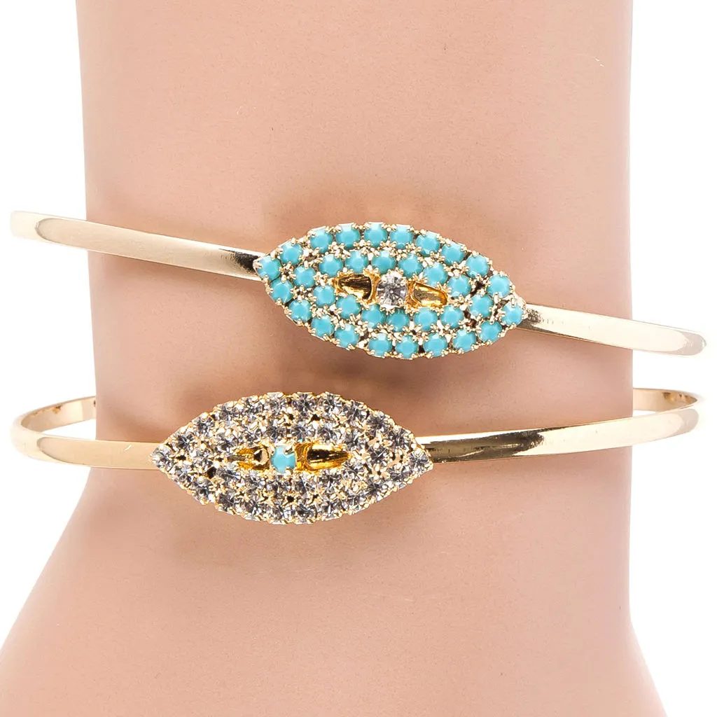 Diamante Evil Eye Charm Cuff Bracelet