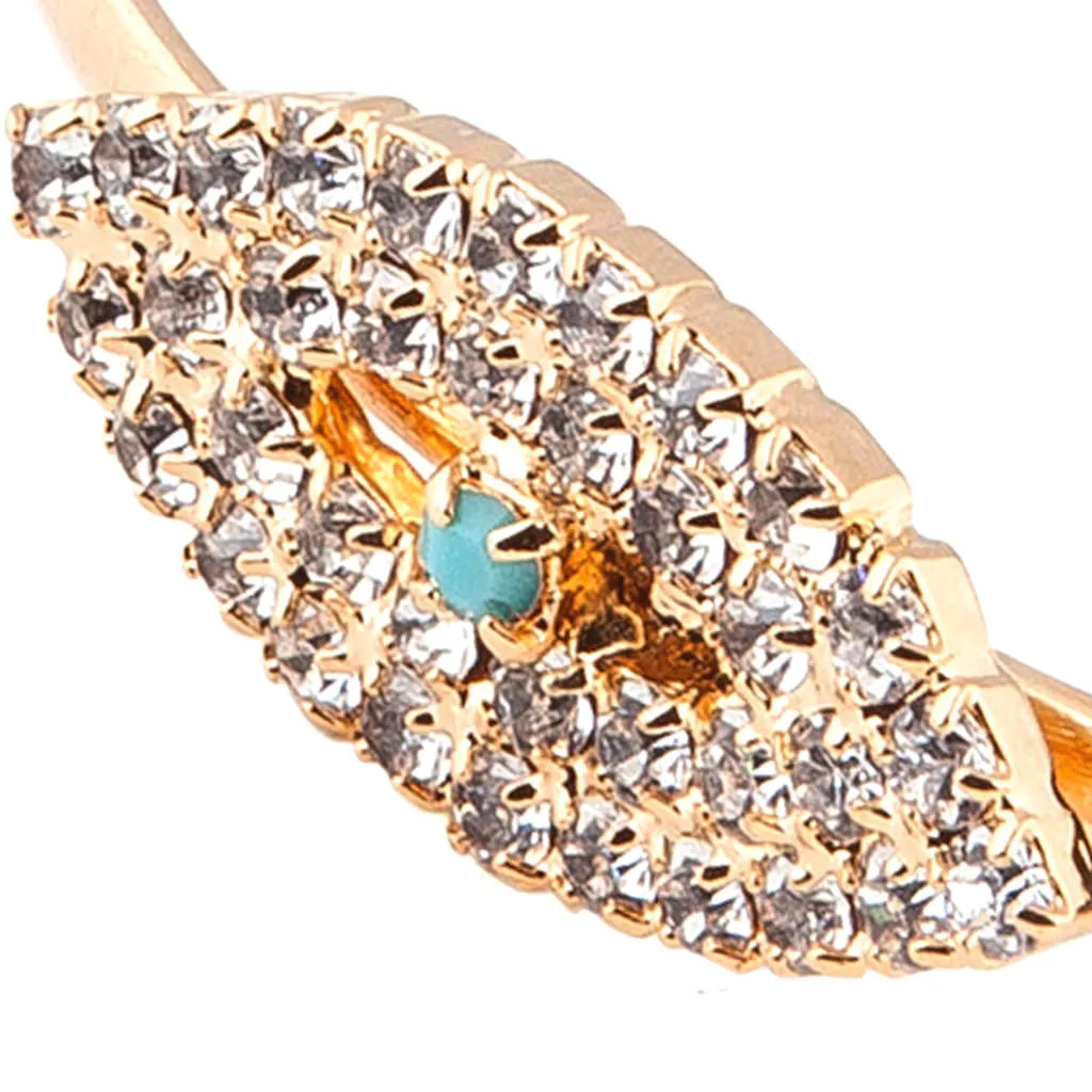 Diamante Evil Eye Charm Cuff Bracelet
