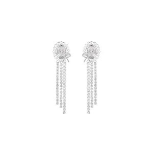 Doris Bowknot Fringe Silver Earrings
