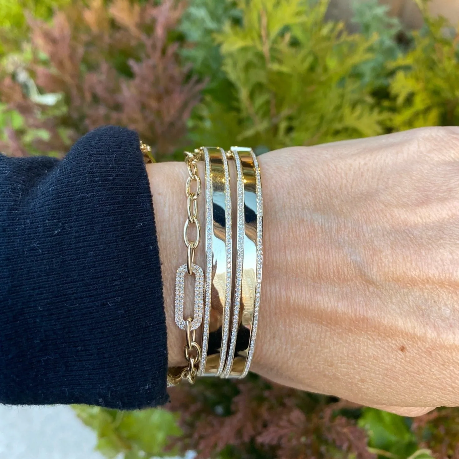 Double Row Diamond Link Chain Bracelet