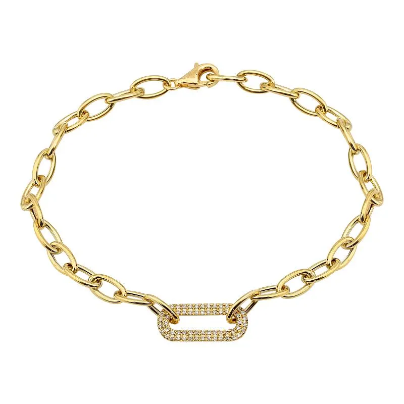 Double Row Diamond Link Chain Bracelet