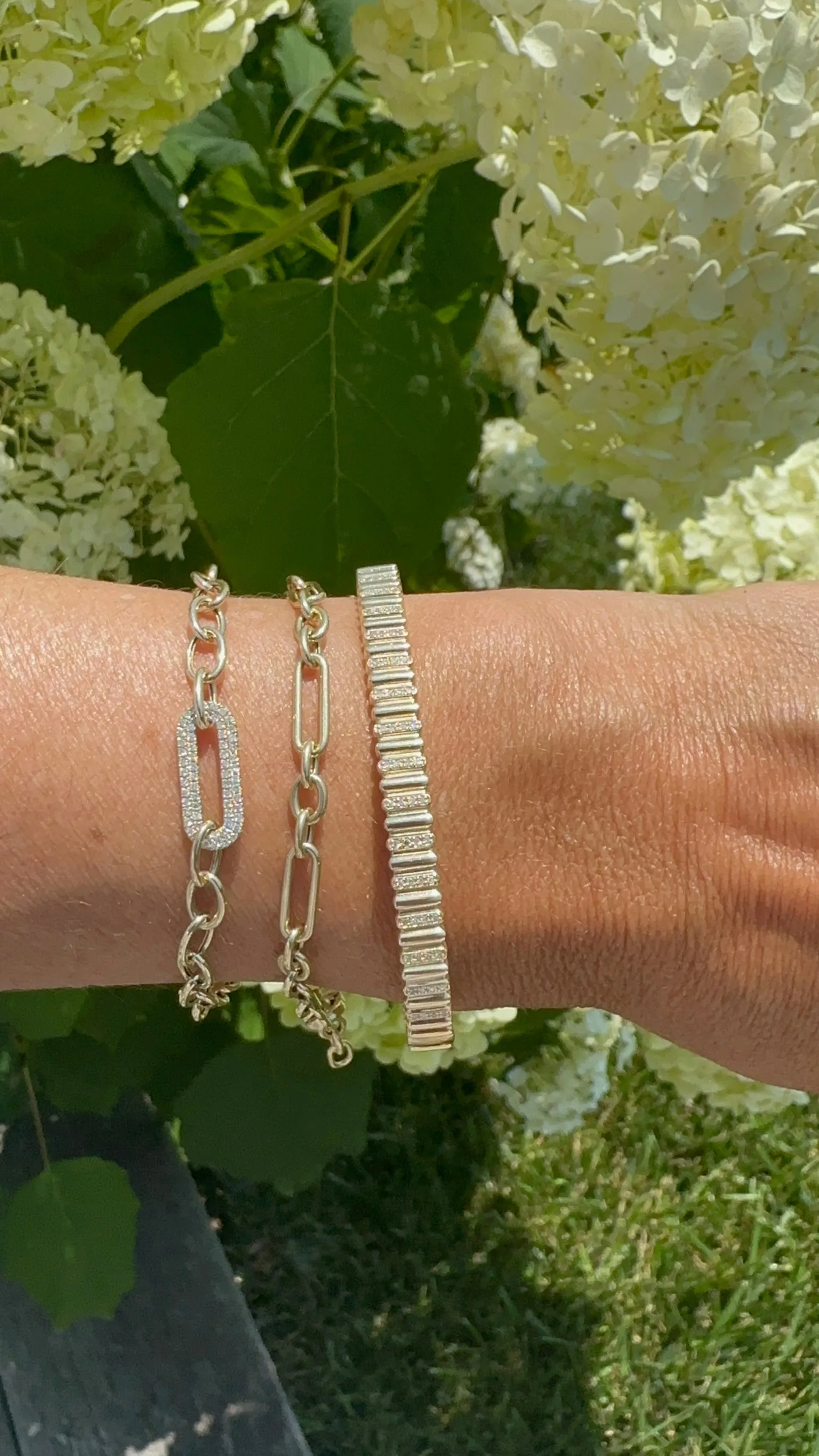 Double Row Diamond Link Chain Bracelet