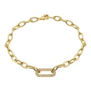 Double Row Diamond Link Chain Bracelet