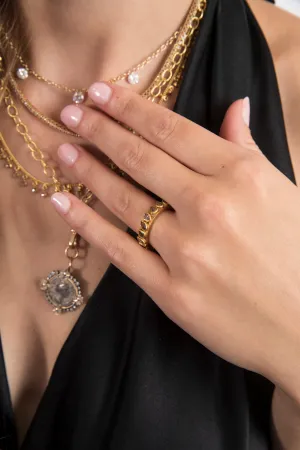 Faceted Champagne Diamond Ring