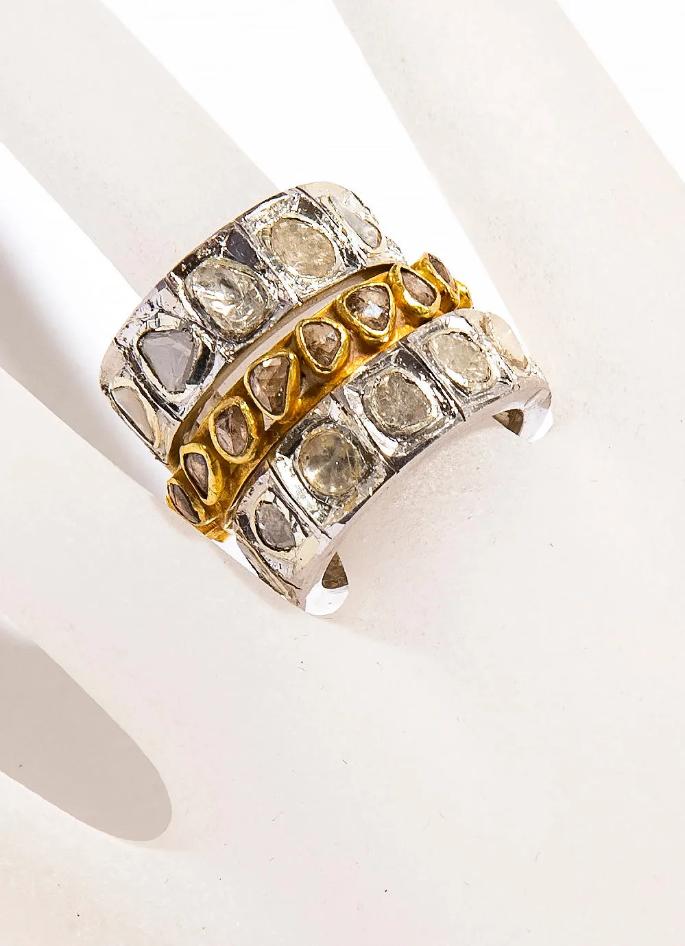 Faceted Champagne Diamond Ring