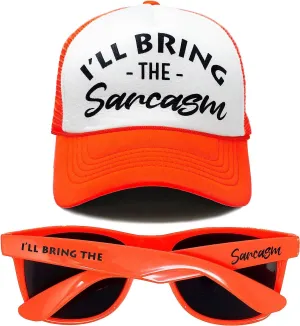 Foam Trucker Hat & Sunglasses Bundle - Sarcasm (Neon Orange)-SALE
