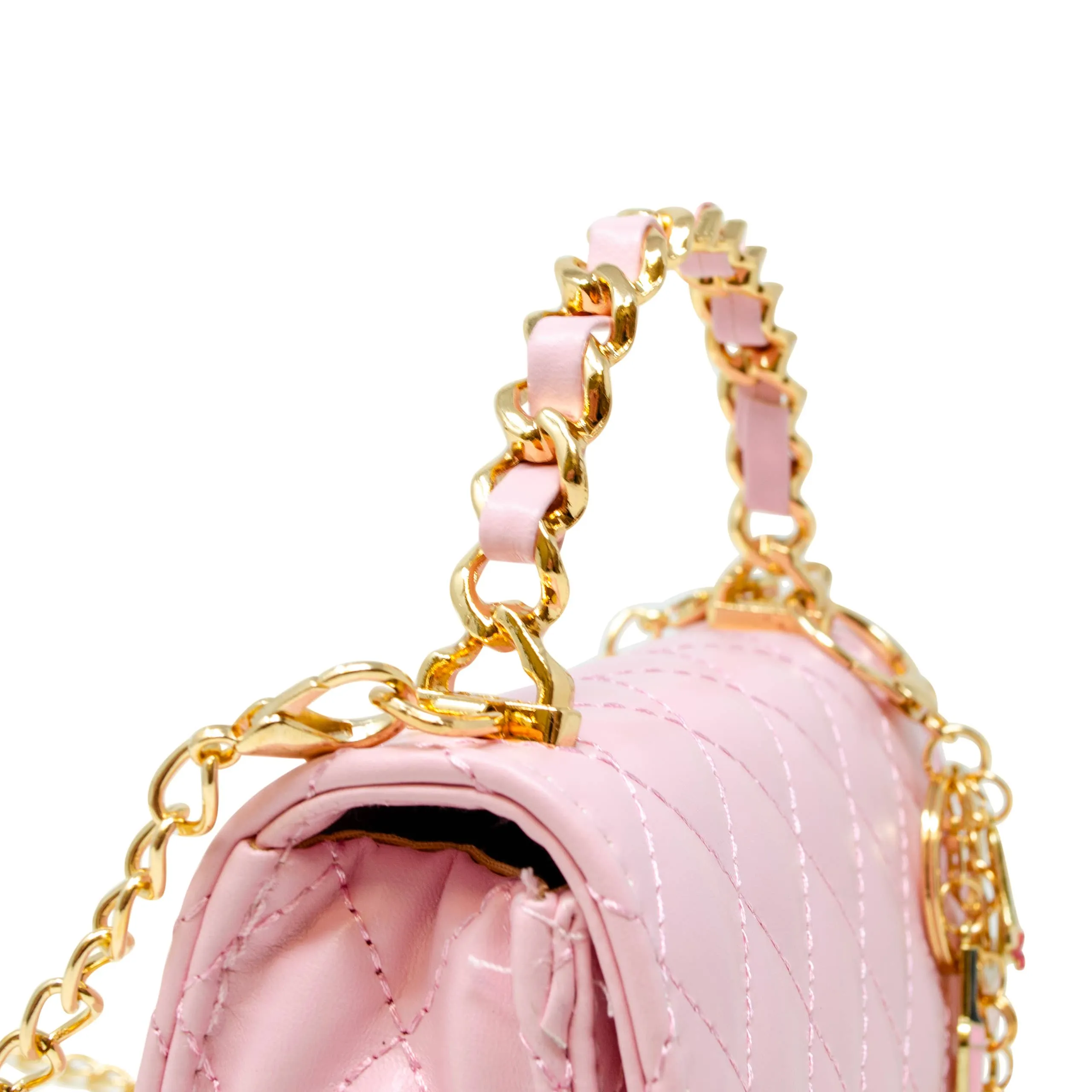 Girl's Classic Link Chain Top Handle Handbag: Pink