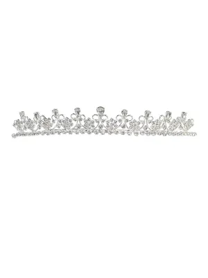 Girls Silver Tone Crystal Embellished Stylish Flower Girl Wedding Pageant Tiara