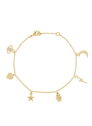 Gold Crystal Charm Bracelet