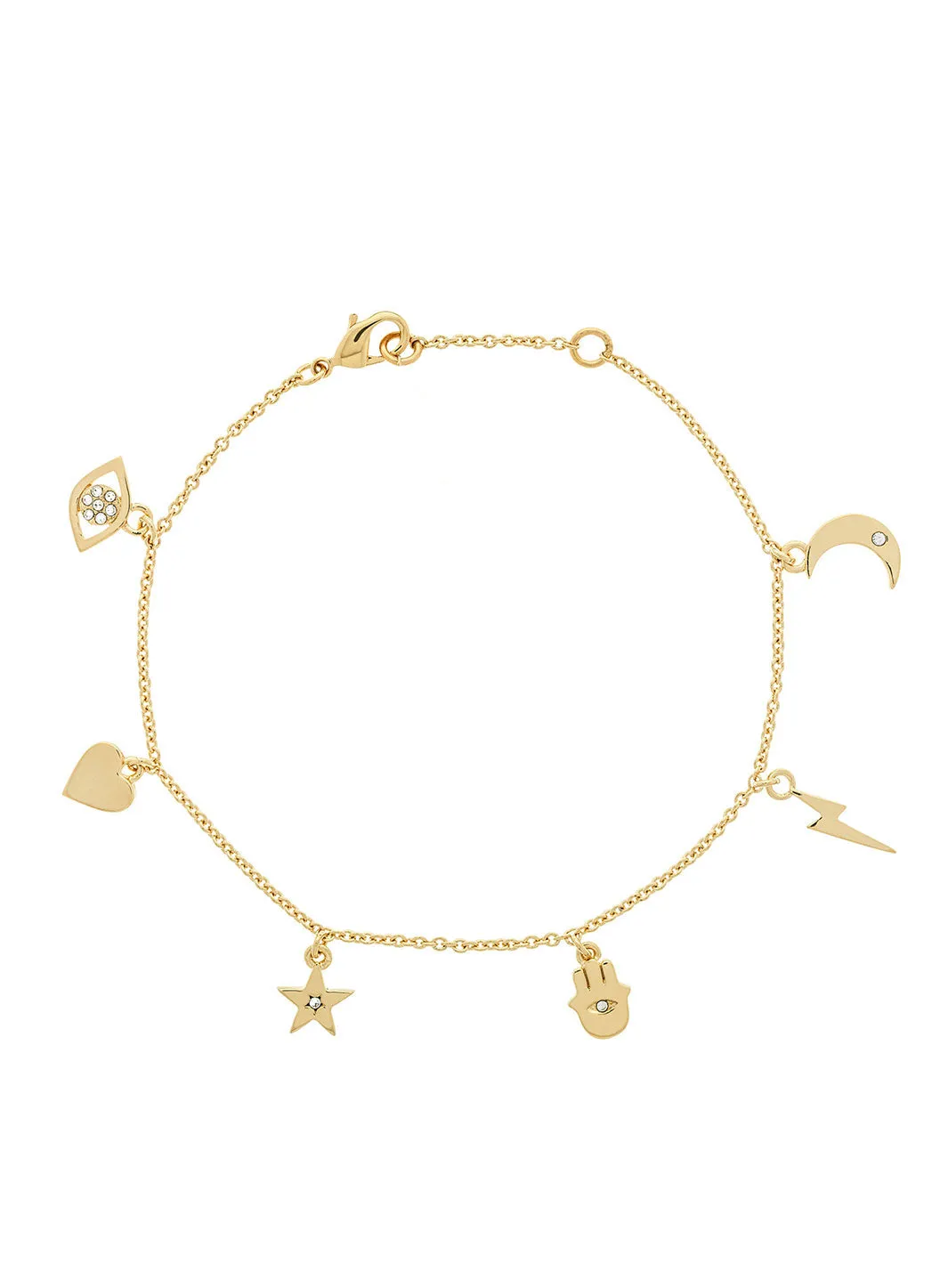Gold Crystal Charm Bracelet